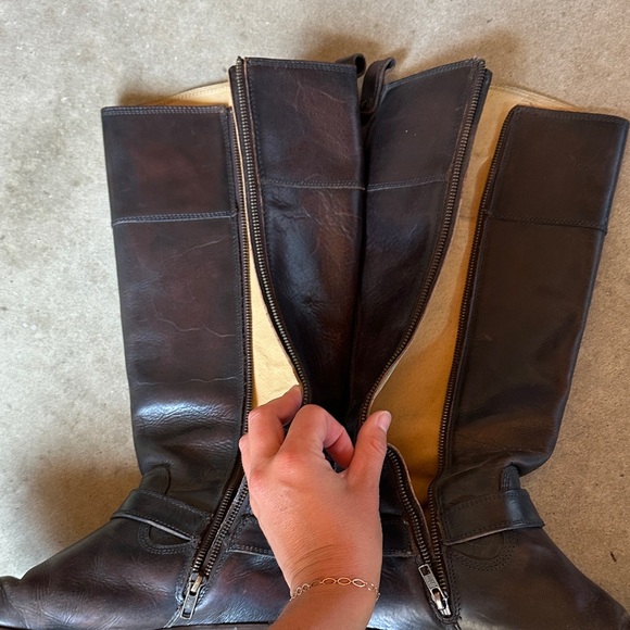 Frye Dark Brown Leather Riding Boots - Picture 4 of 12